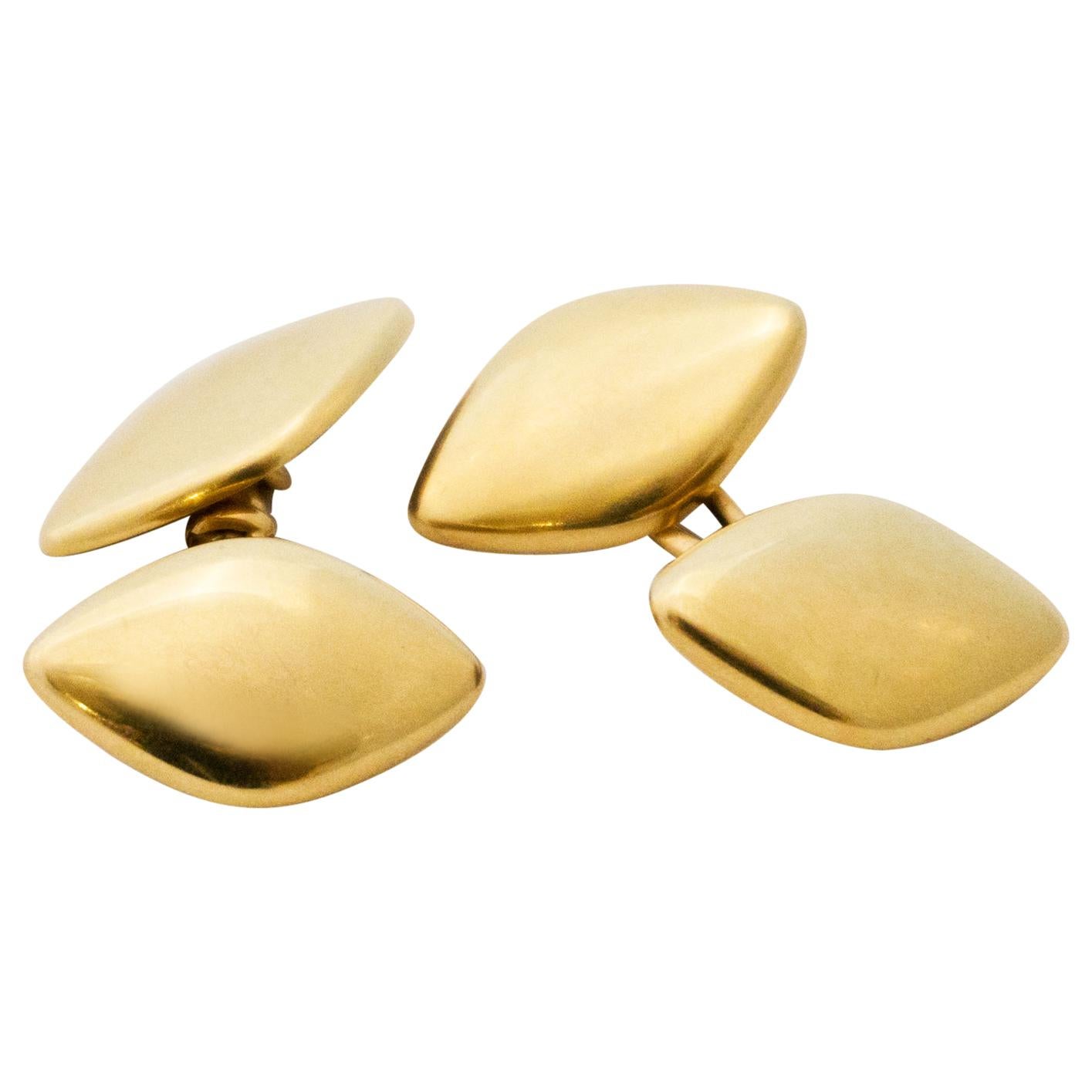 Golden Cufflinks in Rhomb Shape