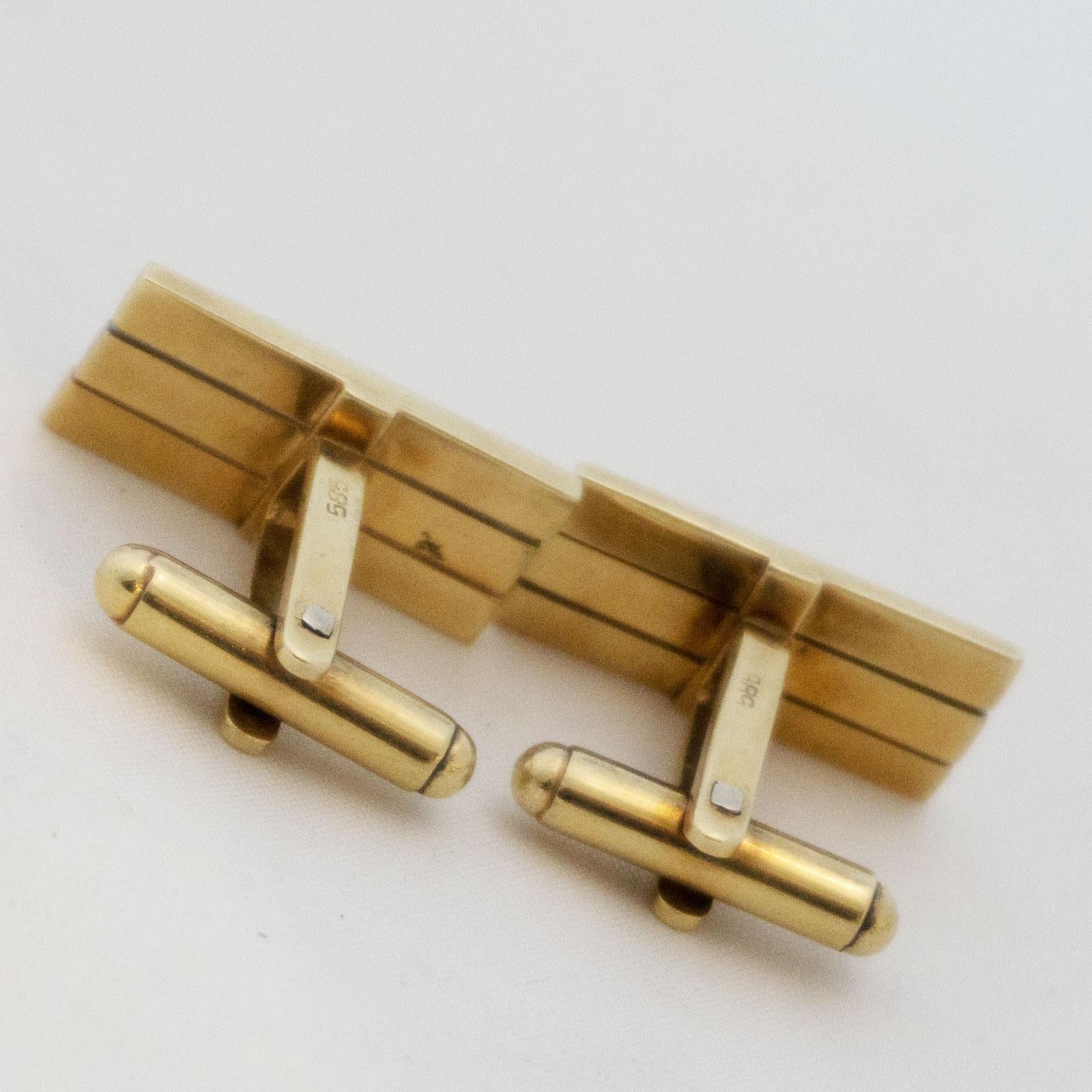 Men's Golden Cufflinks Tricolor