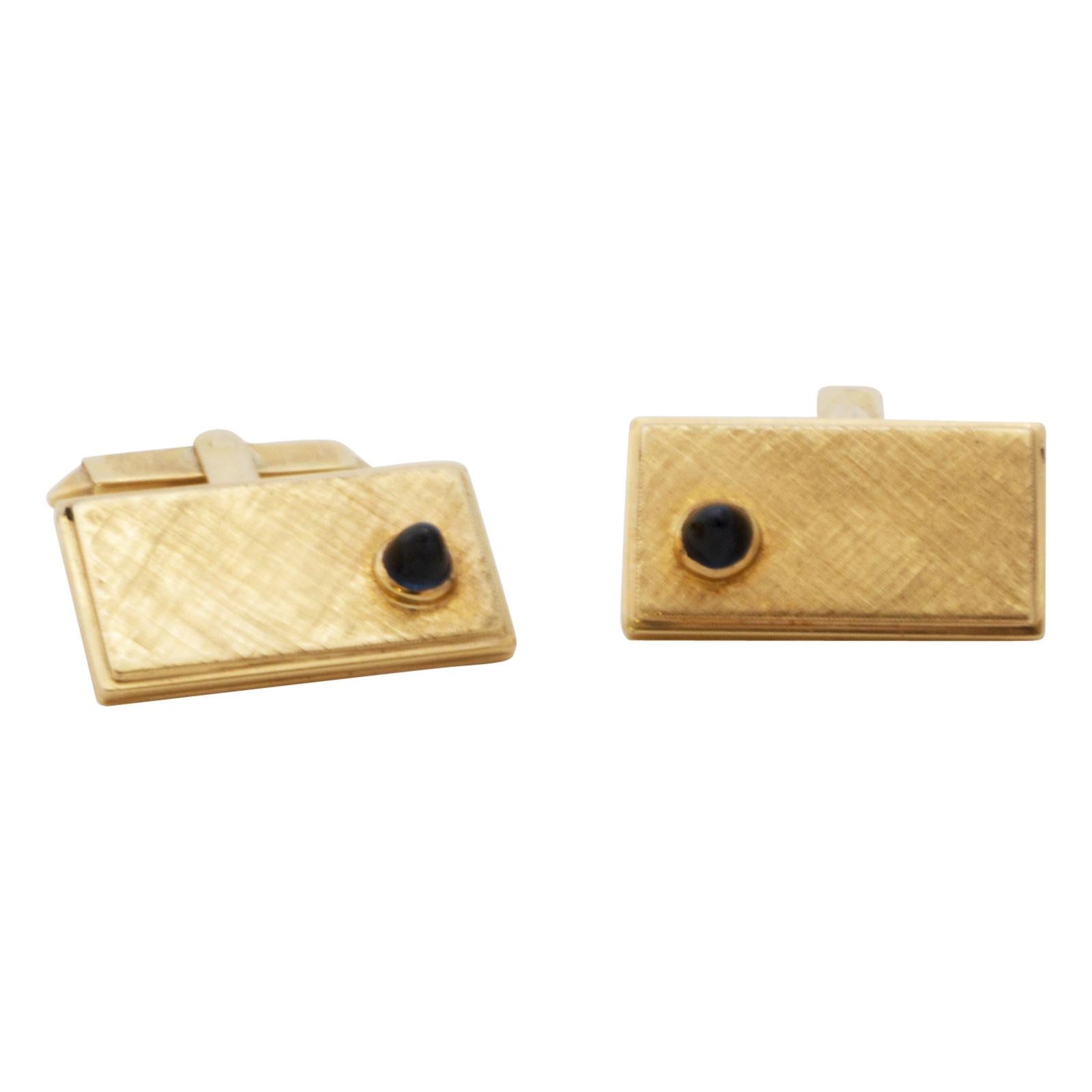 Golden Cufflinks with Sapphire