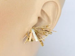 Anneke Schat 14K Gold Clip-On Earrings, Late 20th Century, 12.9g