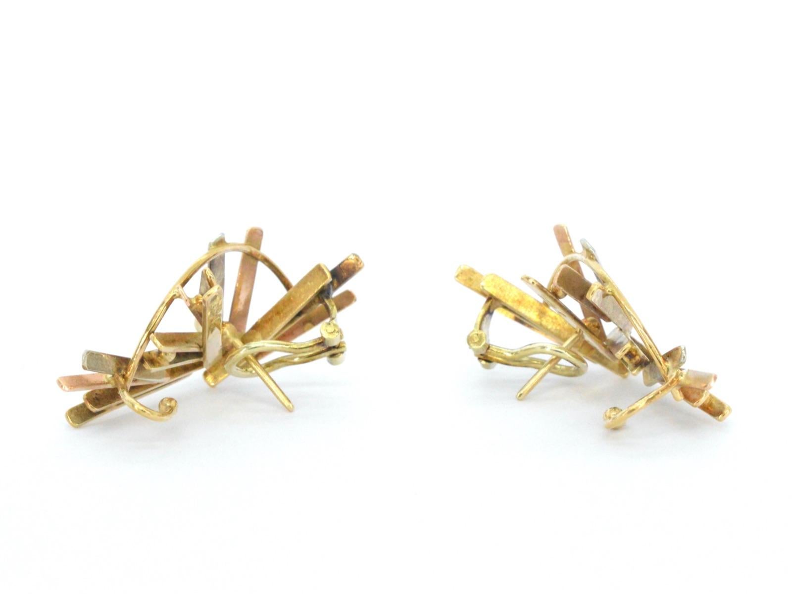 Golden design earrings from Anneke Schat For Sale 1