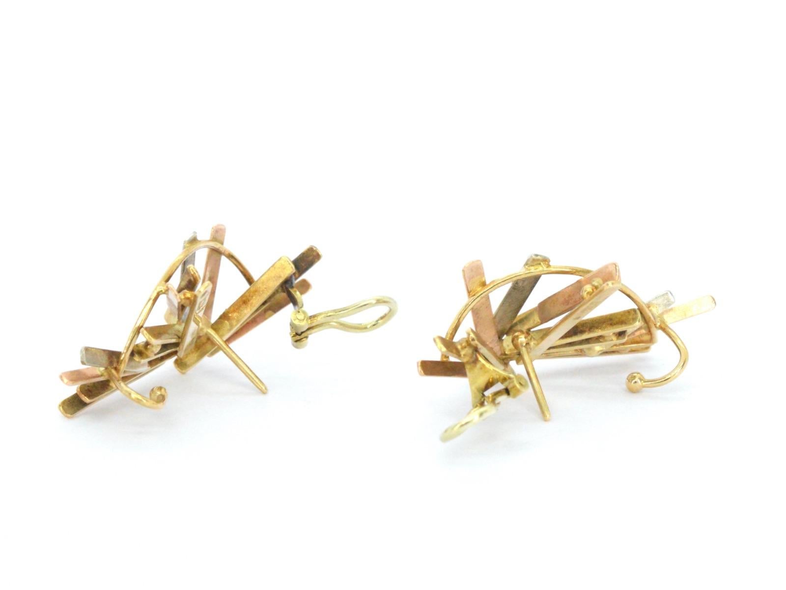 Golden design earrings from Anneke Schat For Sale 2