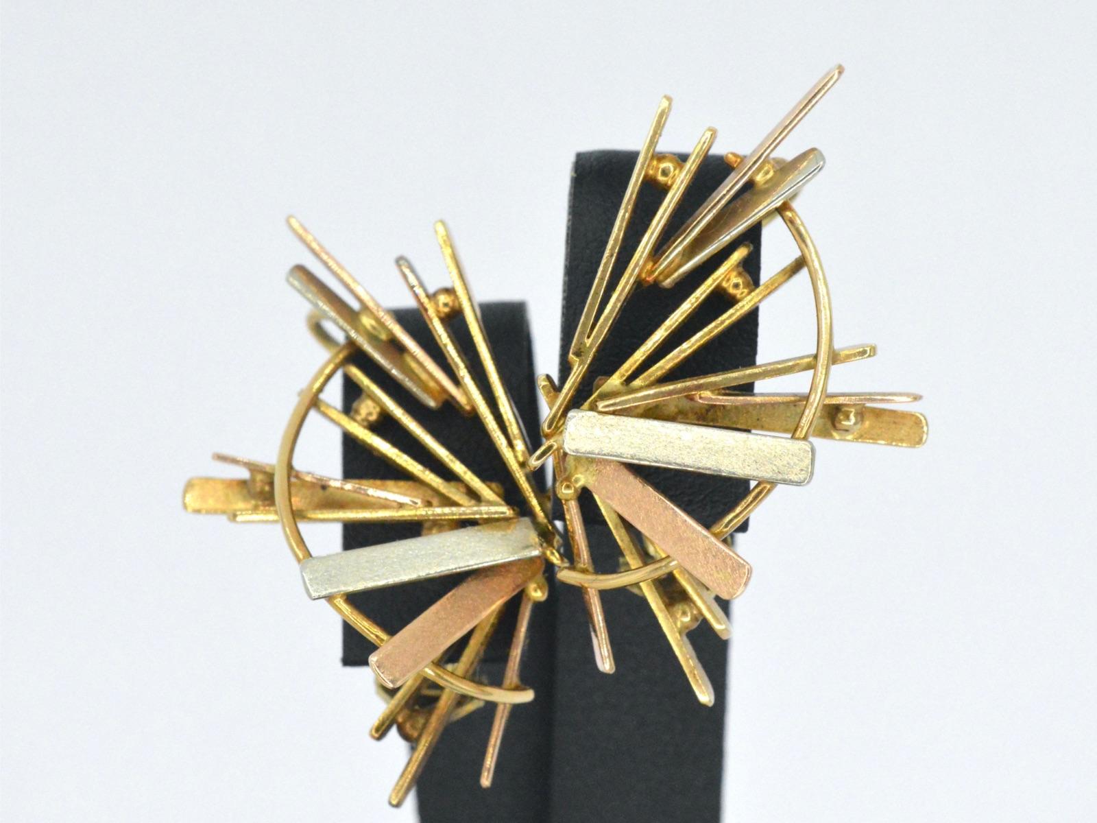Golden design earrings from Anneke Schat For Sale