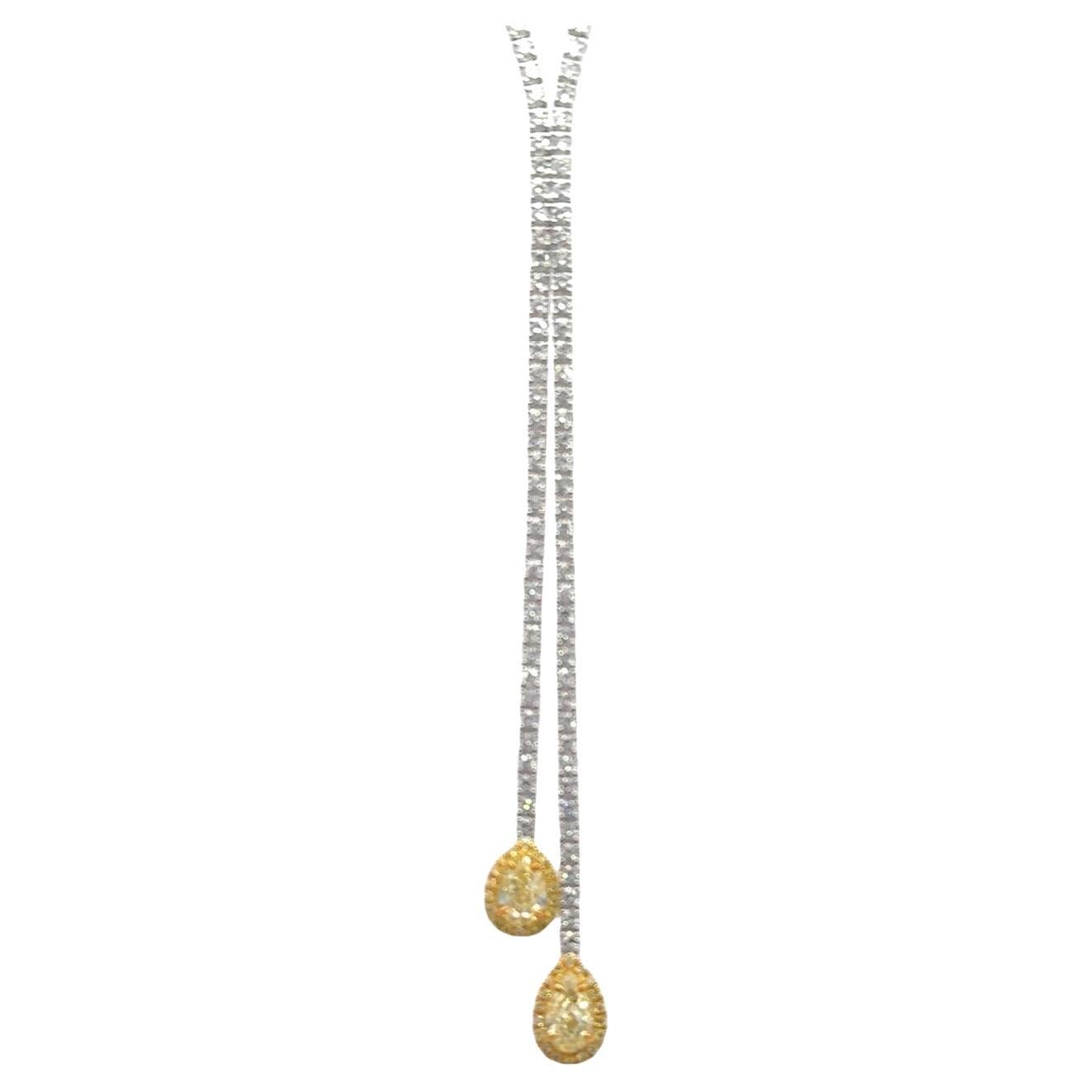 Collier Lariat en or jaune 18K et diamants Golden Dewdrop en vente