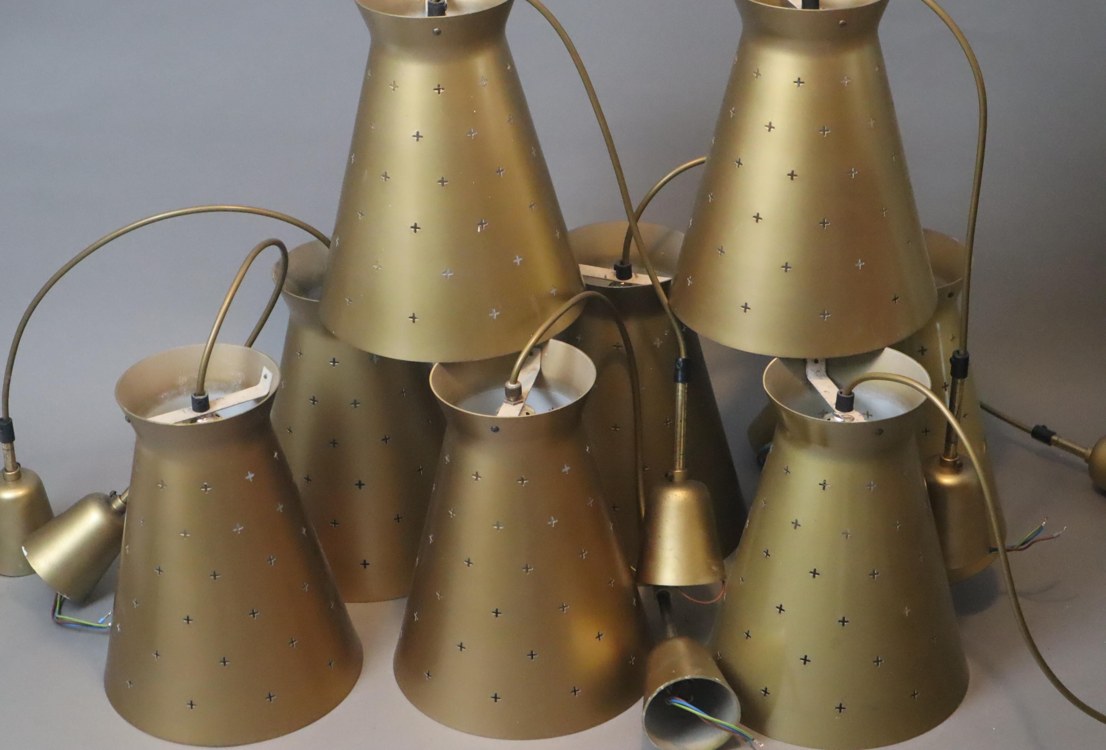 Suspension Diabalo en or par Egon Hillebrand pour Hillebrand Lighting, années 1950 en vente 3