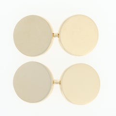 Parure de smoking en disque d'or:: boutons de manchette et boutons de chemise en or jaune 14 carats