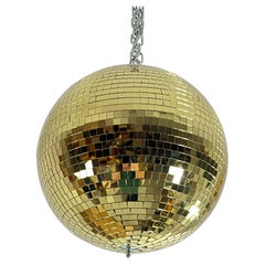 Goldener Disco Ball 30 cm Mosaikspiegel, mit Rotor, 1980er Jahre