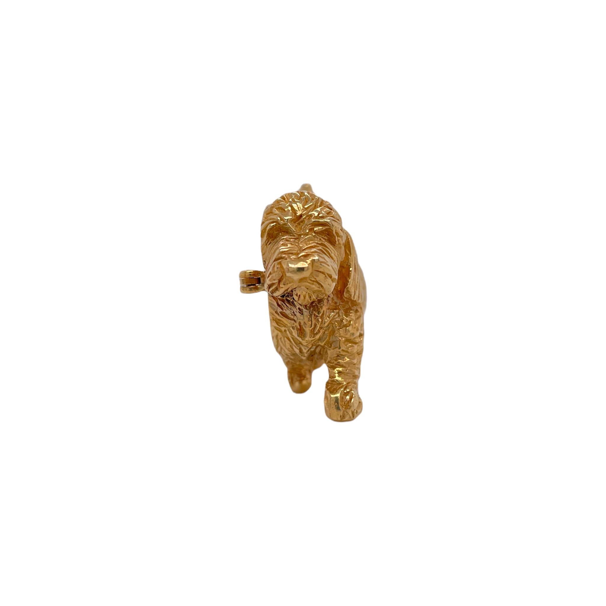 One of a kind 14k yellow gold, Golden Doodle, dog brooch. 
Brooch is approximately 1.5