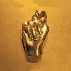 Golden "Figa" Single Door Handle in Cast Brass by Estudio Orth