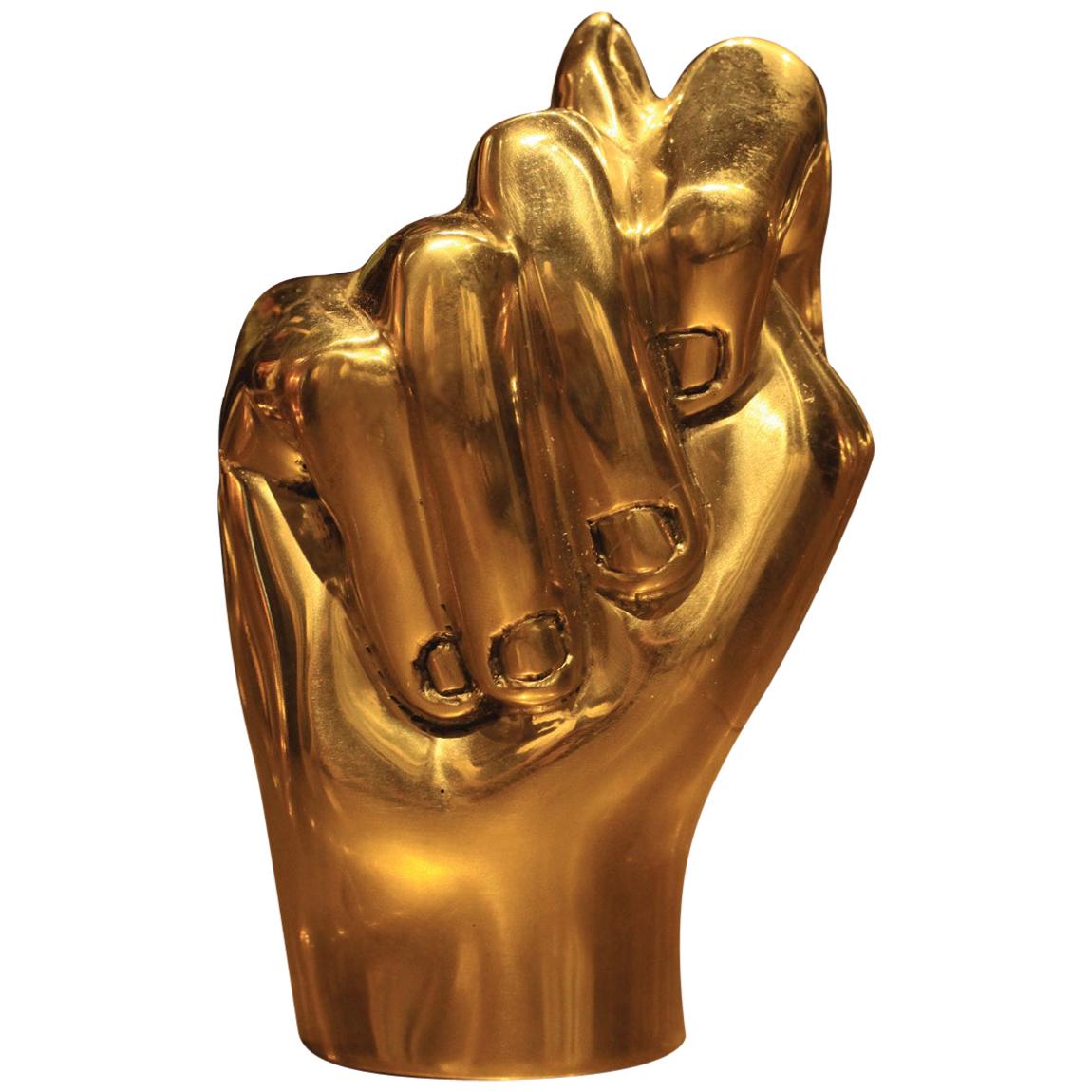Goldener „Figa“ Eintürgriff aus gegossenem Messing von Estudio Orth