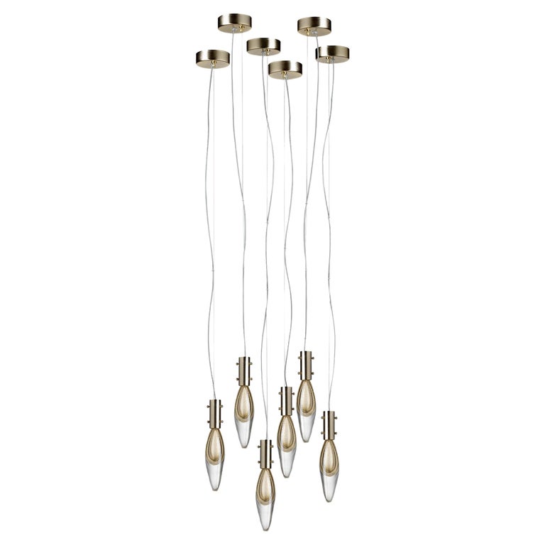 Golden Drops 6 Chandelier For Sale at 1stDibs