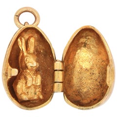 Golden Egg with Rabbit Pendant, circa 1900