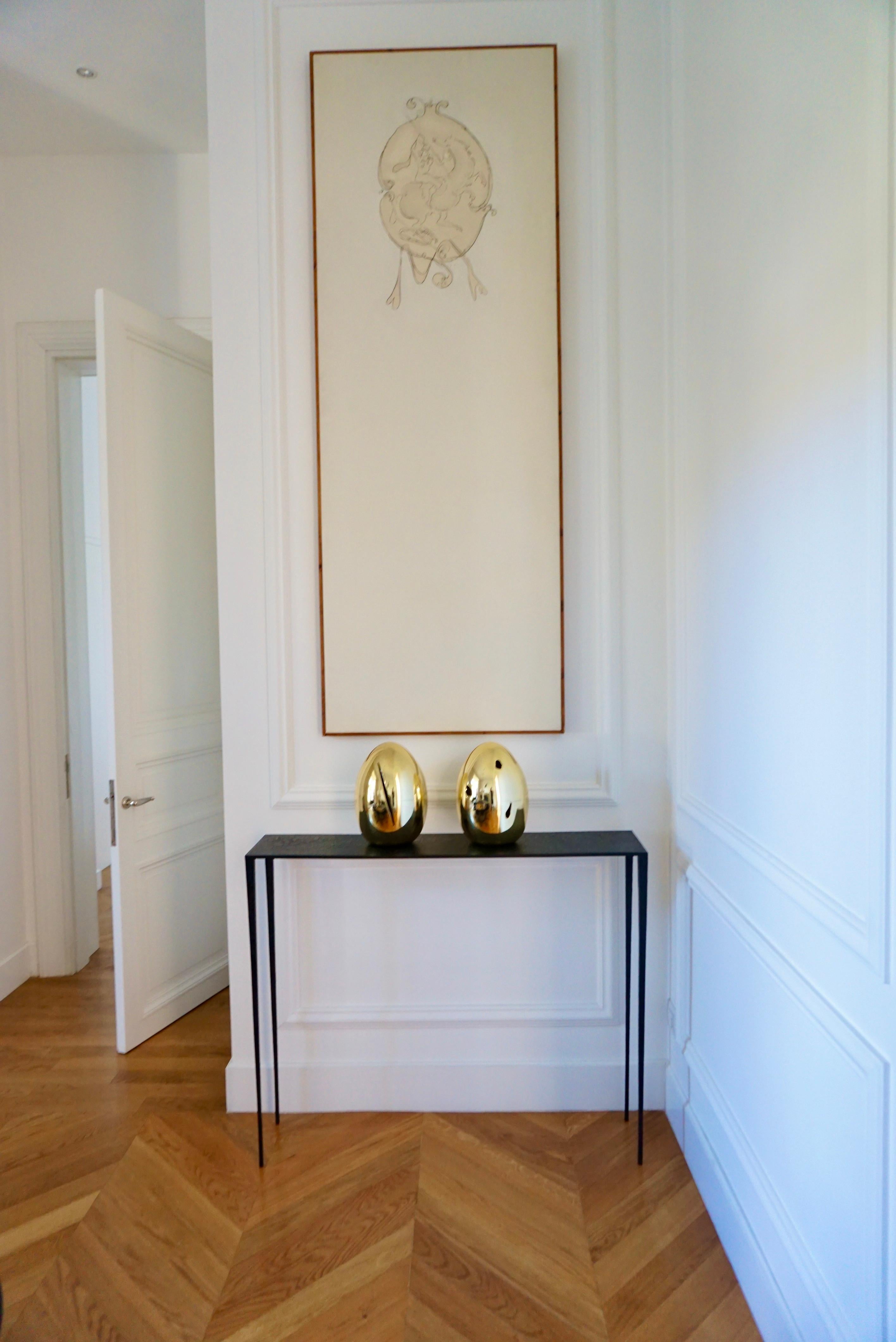 Paar golden glasierte Keramiklampen „GOLDEN EGGS“, Hommage an Lucio Fontana (Italienisch) im Angebot