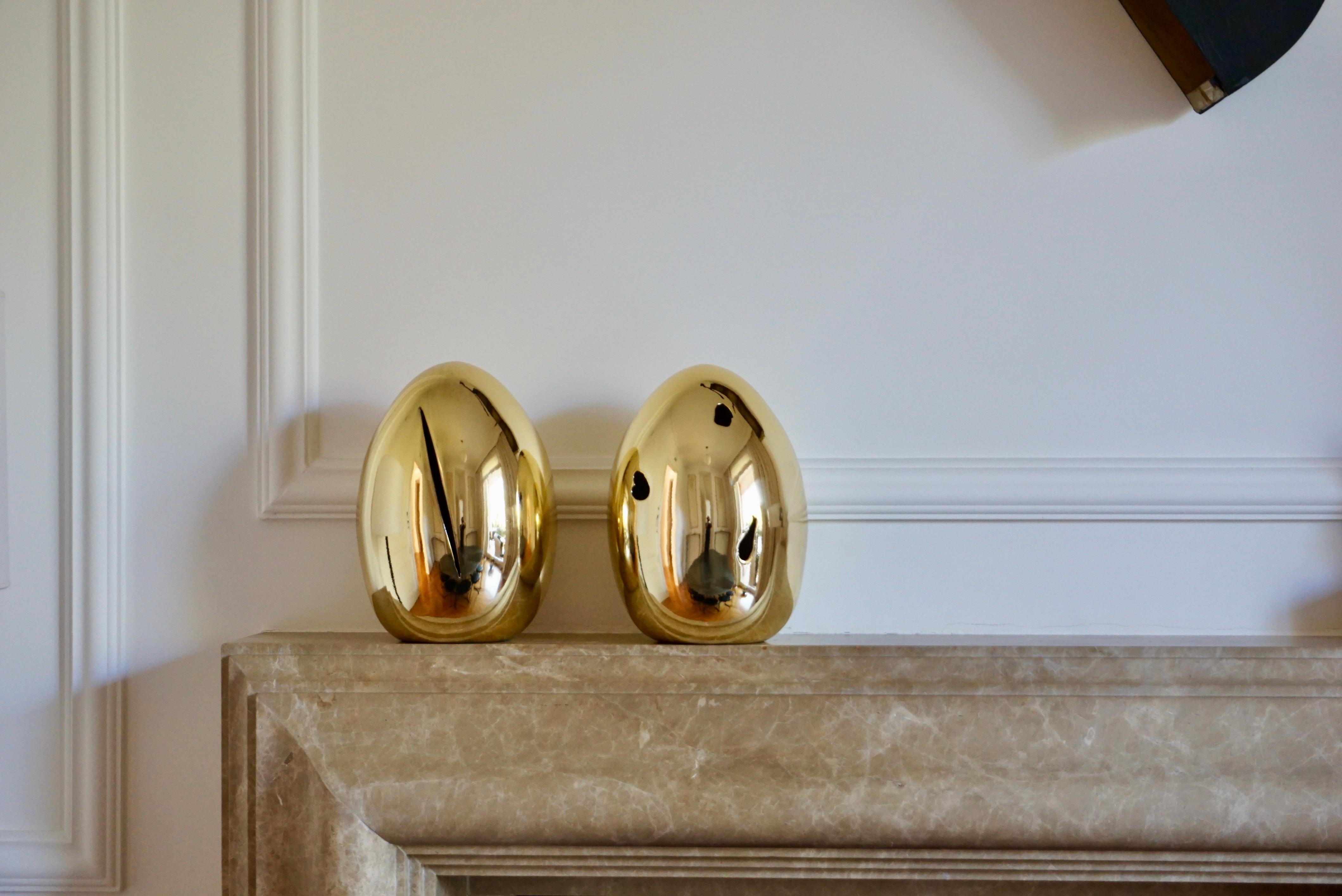 Paar golden glasierte Keramiklampen „GOLDEN EGGS“, Hommage an Lucio Fontana im Angebot 1