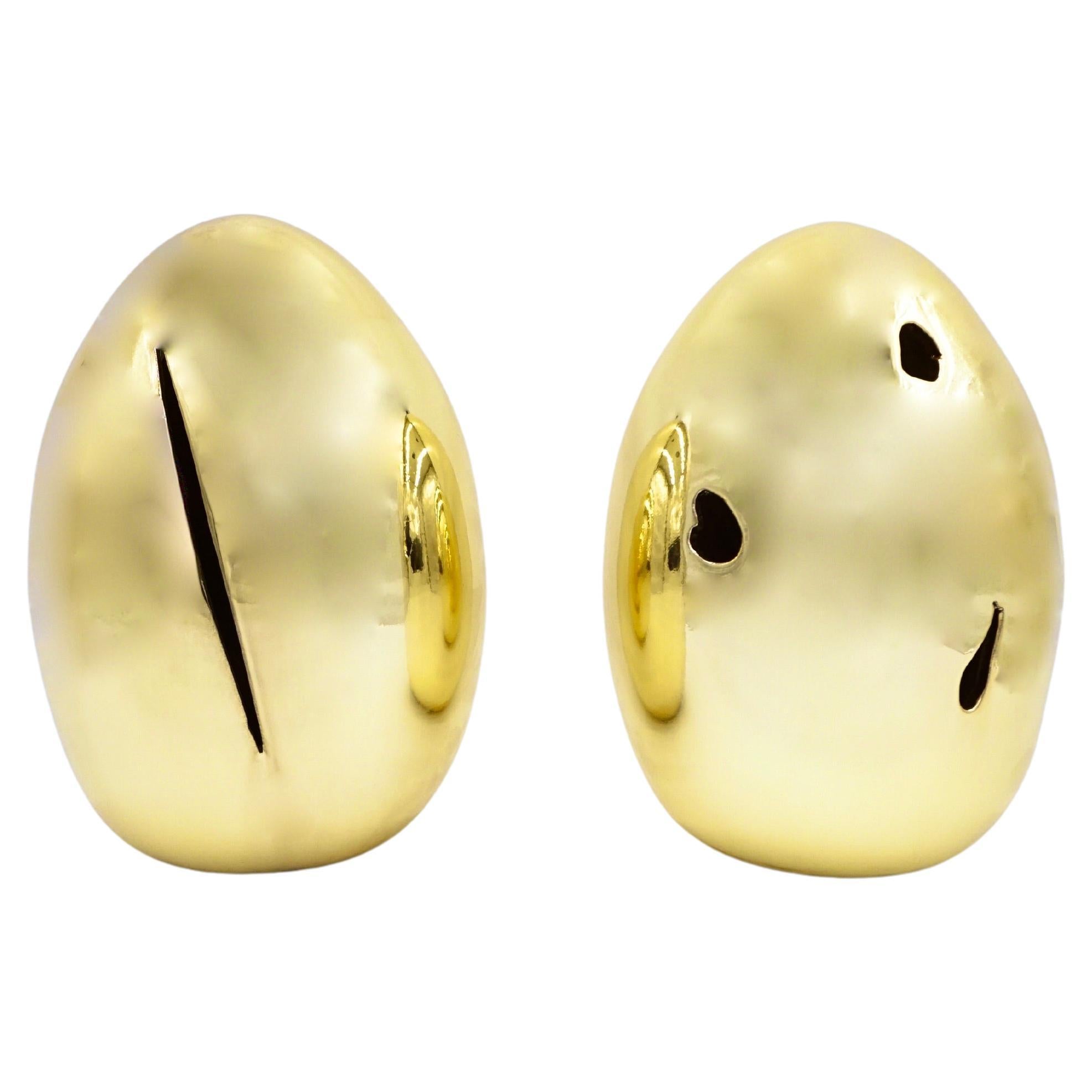 "Golden Eggs" Pair of Golden Glazed Ceramic Lamps, Tribute to Lucio Fontana For Sale