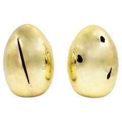 "Golden Eggs" Pair of Golden Glazed Ceramic Lamps, Tribute to Lucio Fontana