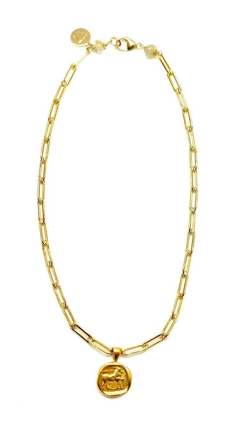 Artisan Golden Exhale Chain Necklace For Sale