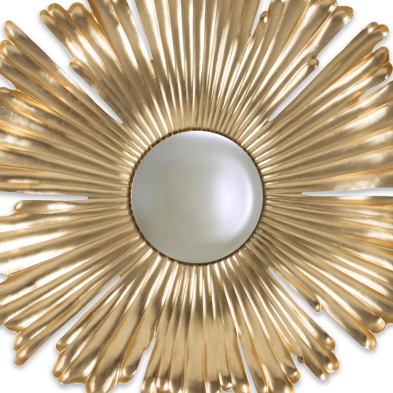 Miroir à œil doré en bois d'acajou massif avec peinture dorée en vente 1