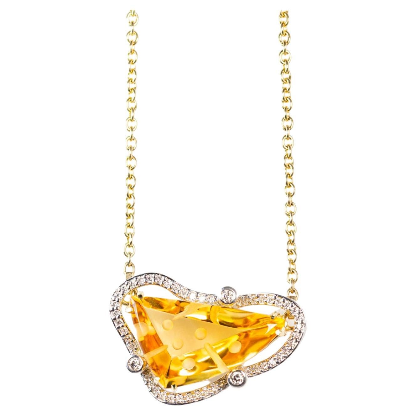 Golden Fantasy” Two-Tone Citrine Necklace For Sale