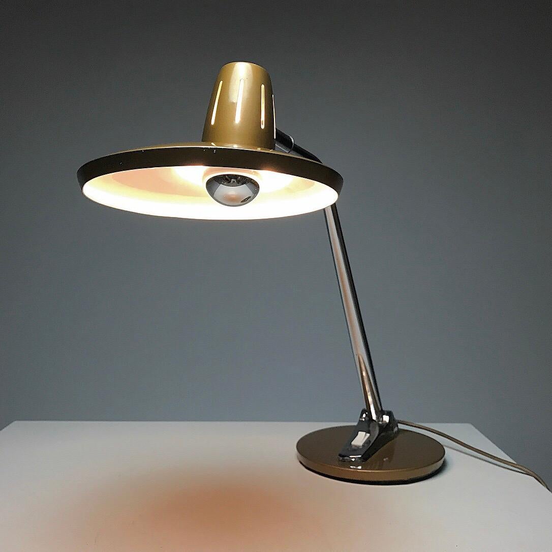 Mid-Century Modern Golden Fase Madrid Desk Lamp, 1960s