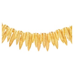 Vintage Golden feathers necklace in 18k yellow gold