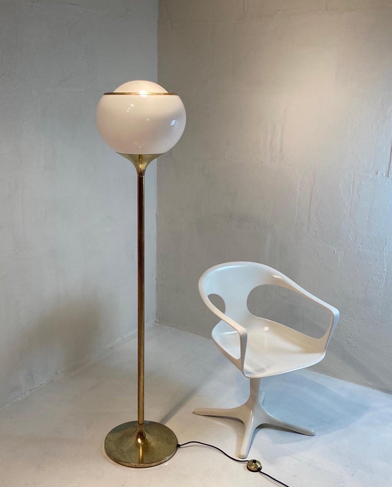 Space Age Golden Floor Lamp by Meblo, 1970s For Sale