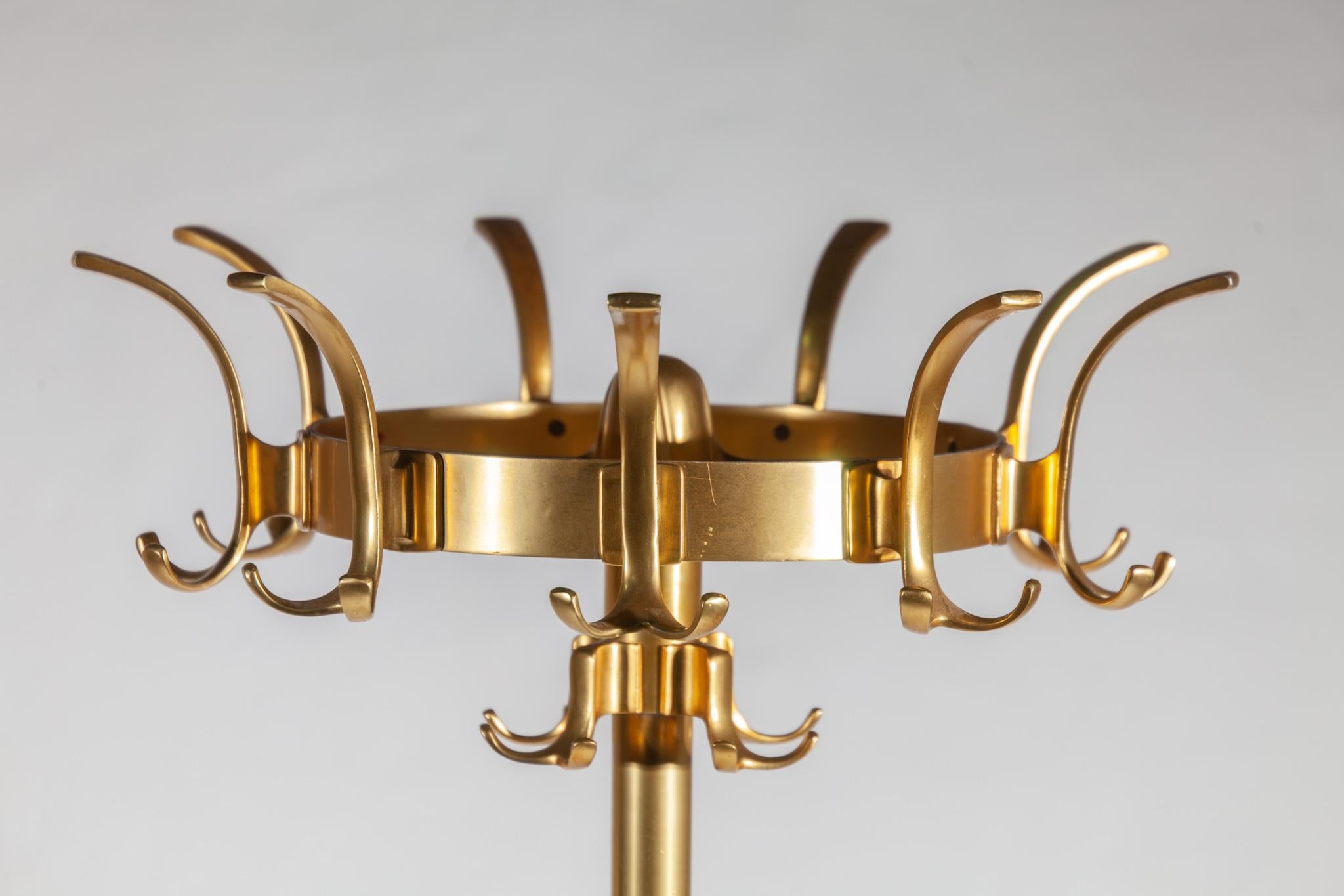 Golden Floor Stand Coat Rack with Umbrella and Walking Sticks Stand, 1970s For Sale 2