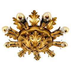 Golden Floral Metal Flush Light (lumière affleurante en métal)