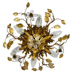 Golden Florentine Flower Shape Flush Mount by Banci Firenze, Italy, 1970s