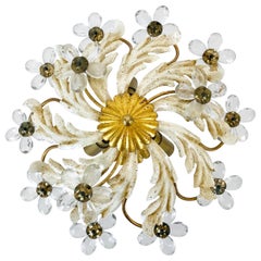 Golden Florentine Flower Shape Flush Mount by Vereinigte Werkstätten, 1950s