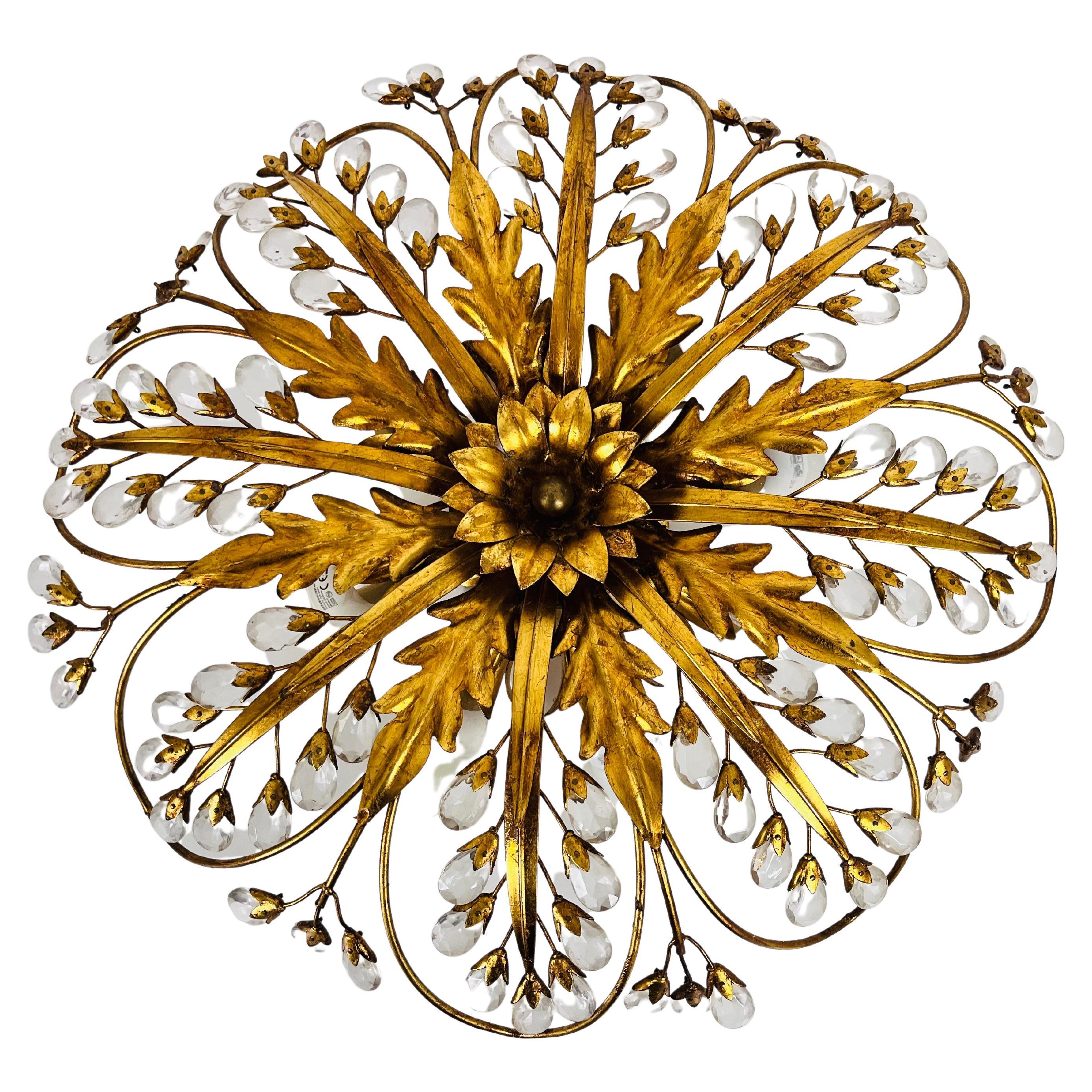 Monture encastrée en forme de fleur florentine dorée par Banci Firenze, 1970