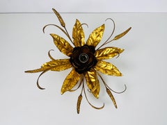 Golden Florentine Flower Shape Flushmount by Hans Kögl, Germany, 1970s