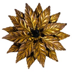 Golden Florentine Flower Shape Flushmount by Hans Kögl, Germany, 1970s