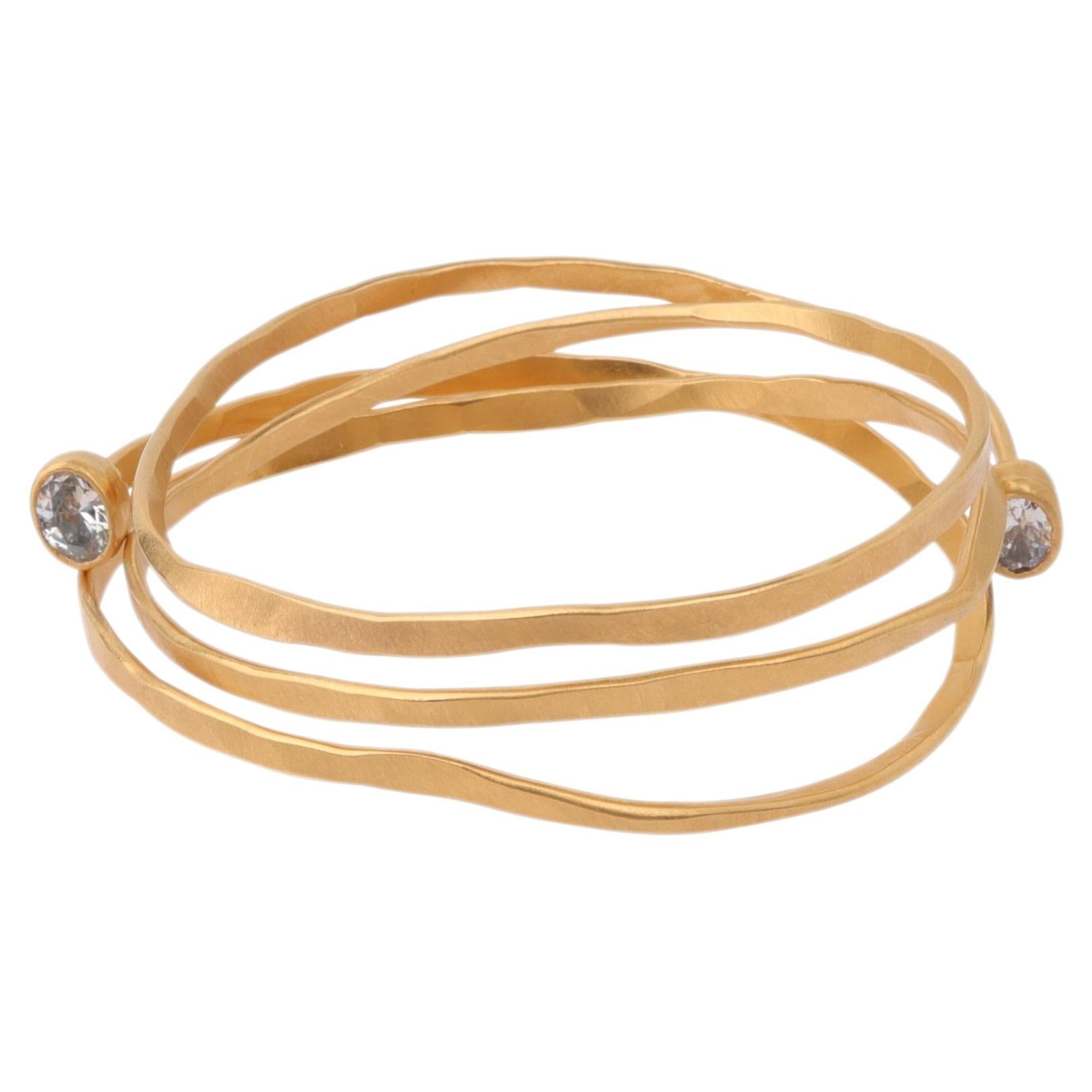 Bracciale Golden Flow in bronzo, oro vermeil e zircone di Katerina Makriyianni in vendita