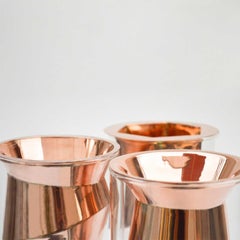 Golden Flower Vase Set I Cooper and Glass, Handcrafted in México