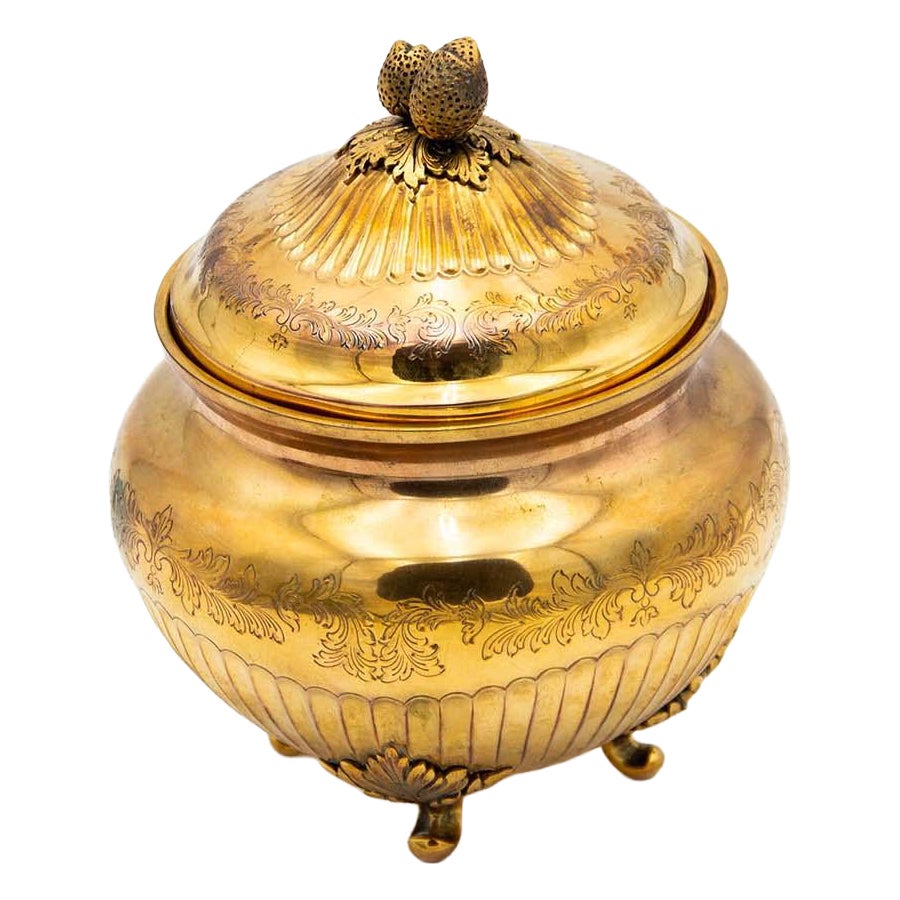 Golden fluted silver candy box