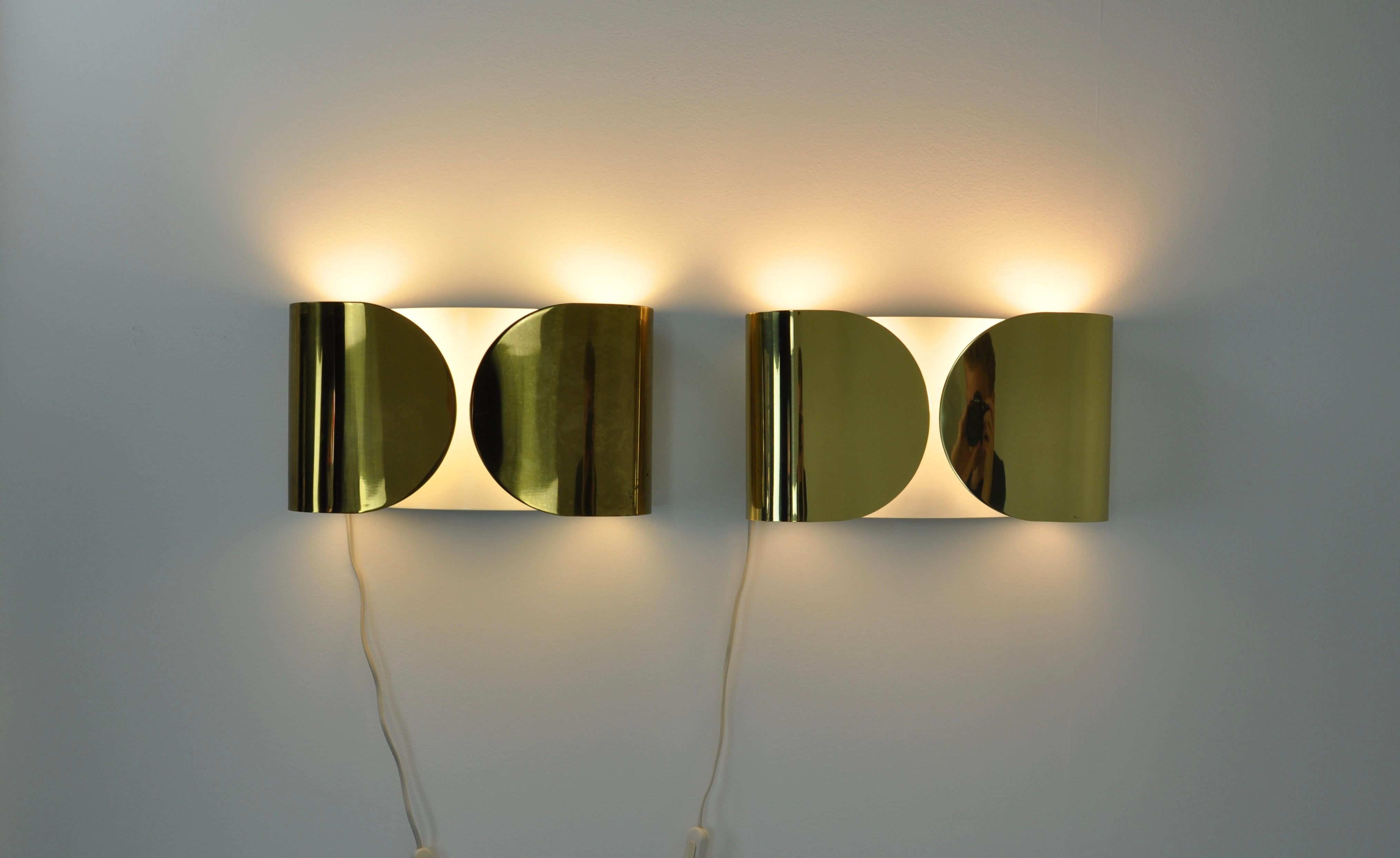 Golden Foglio Sconce by Tobia & Afra Scarpa for Flos, 1960s In Good Condition In Lasne, BE