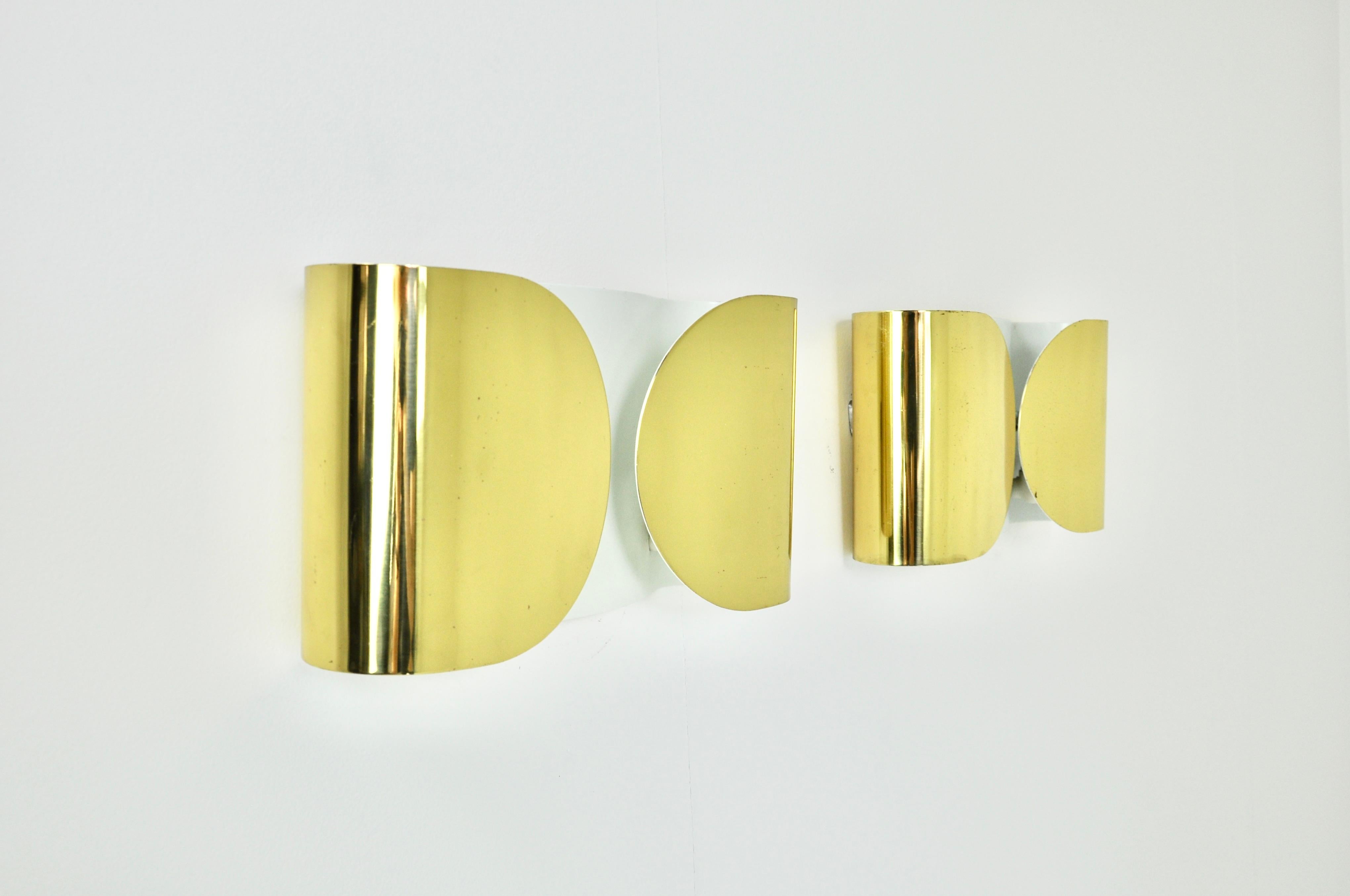 Italian Golden Foglio Sconce by Tobia & Afra Scarpa for Flos, 1960s, set of 2