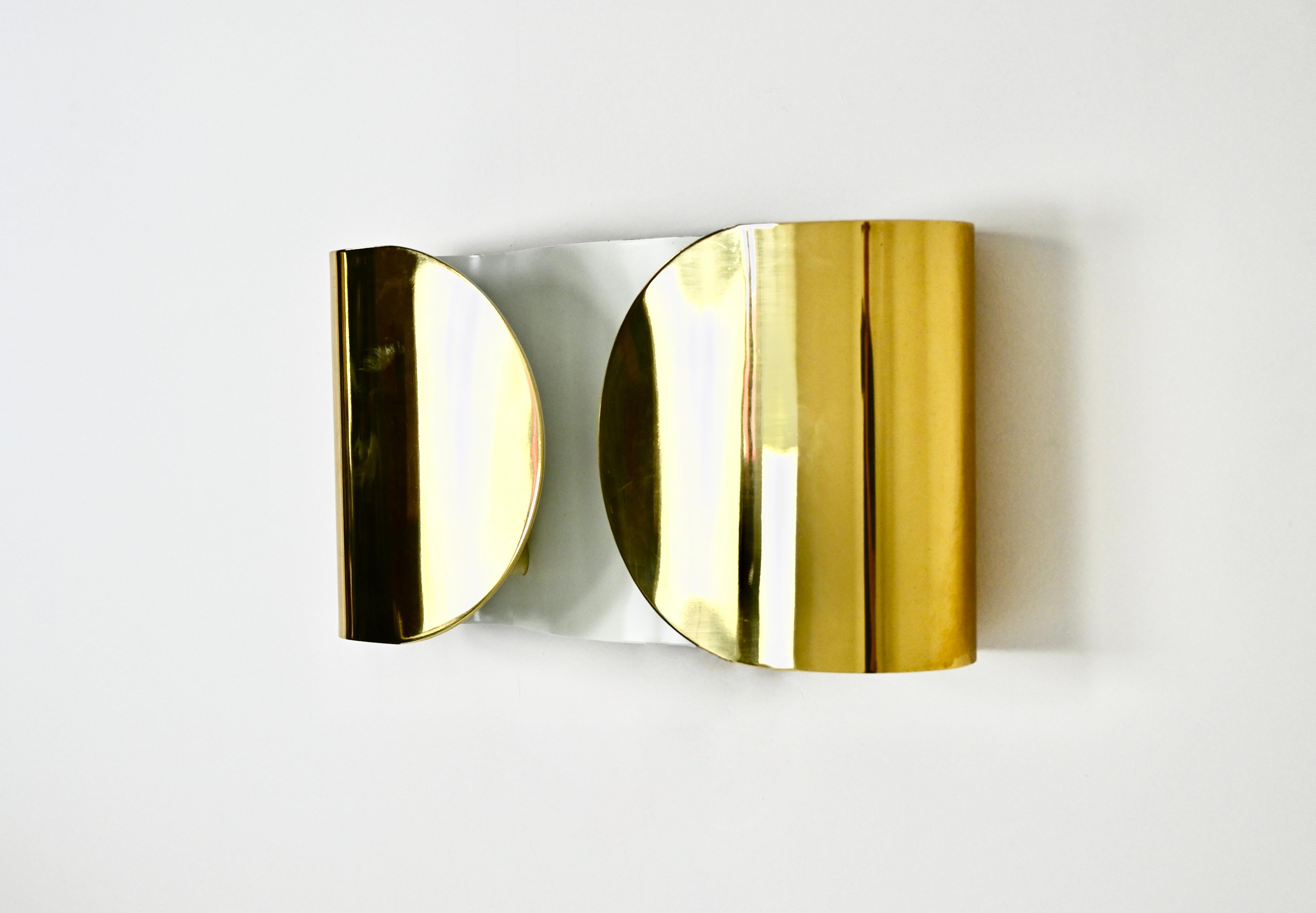 Mid-20th Century Golden Foglio Wall lamp by Tobia & Afra Scarpa for Flos, 1960s For Sale