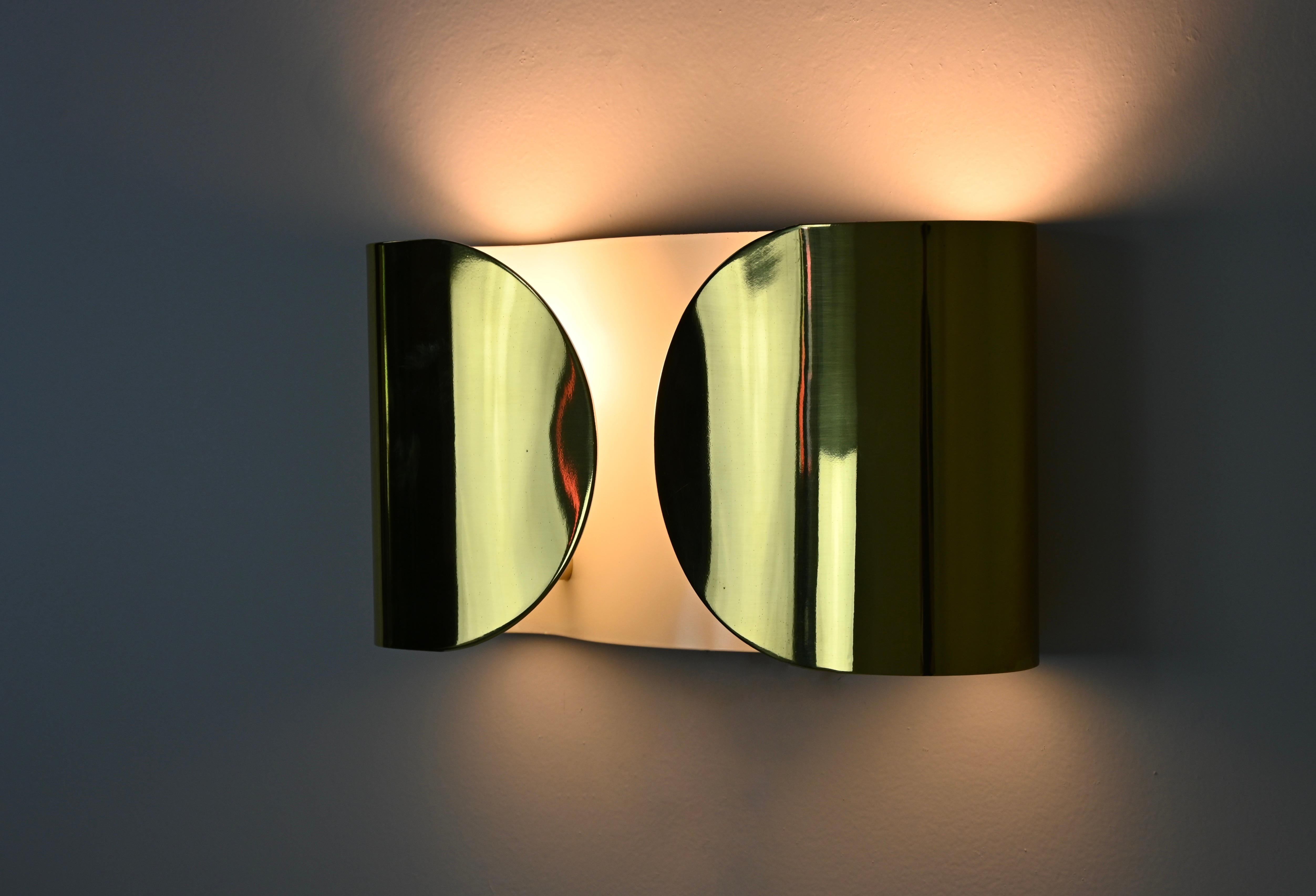 Metal Golden Foglio Wall lamp by Tobia & Afra Scarpa for Flos, 1960s For Sale