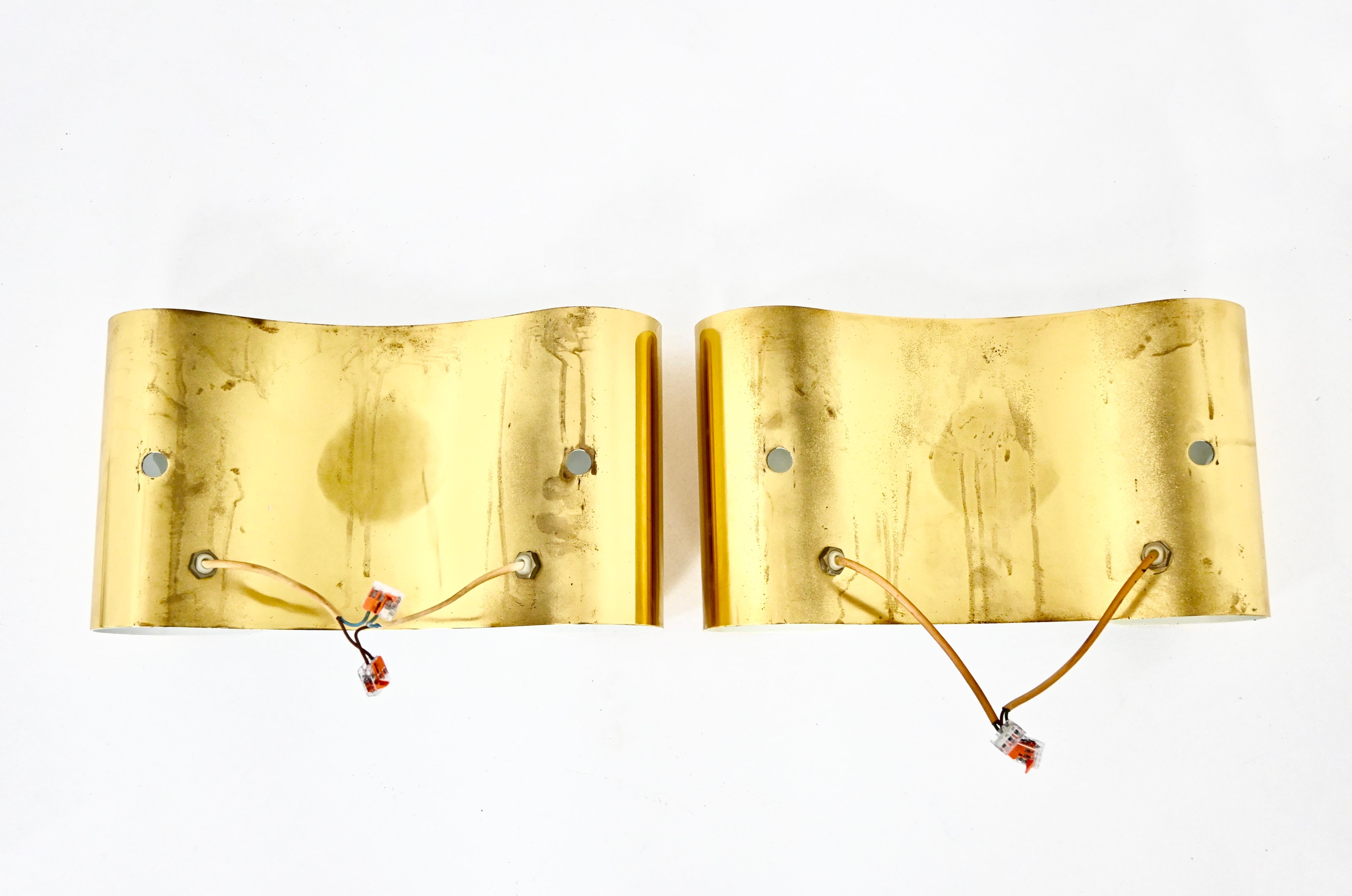 Golden Foglio Wall lamps by Tobia & Afra Scarpa for Flos, 1960s, set of 2 en vente 1
