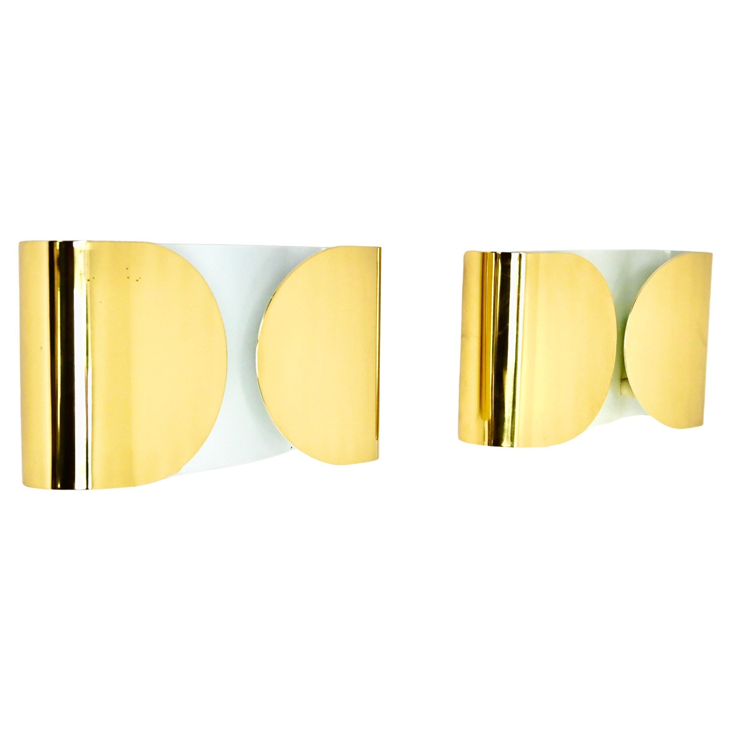 Golden Foglio Wall lamps by Tobia & Afra Scarpa for Flos, 1960s, set of 2