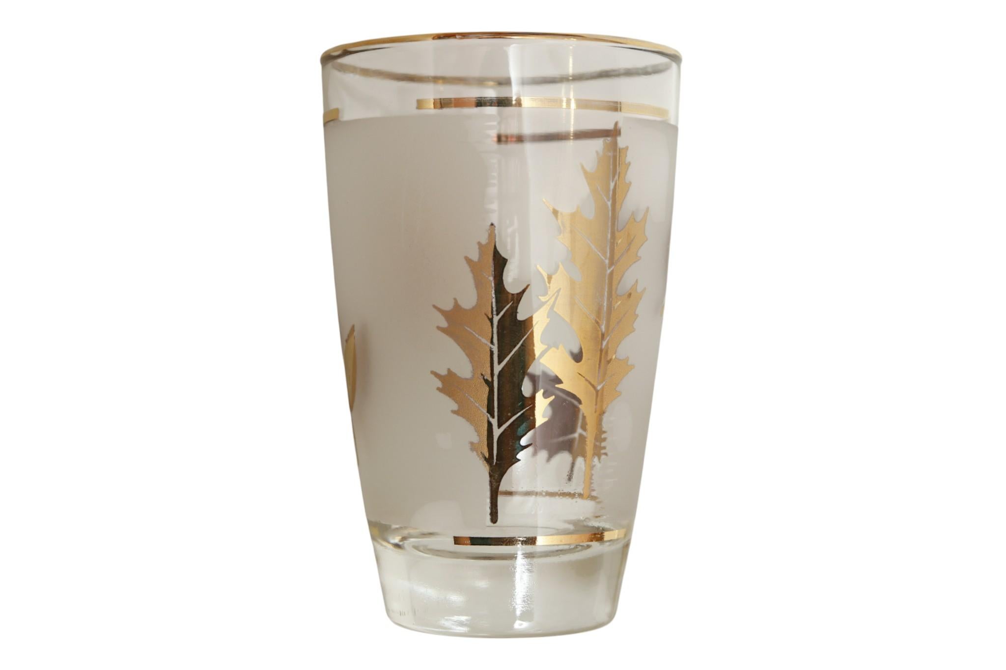 Golden Foliage Glas Becher von Libbey, Satz von 8 (amerikanisch) im Angebot