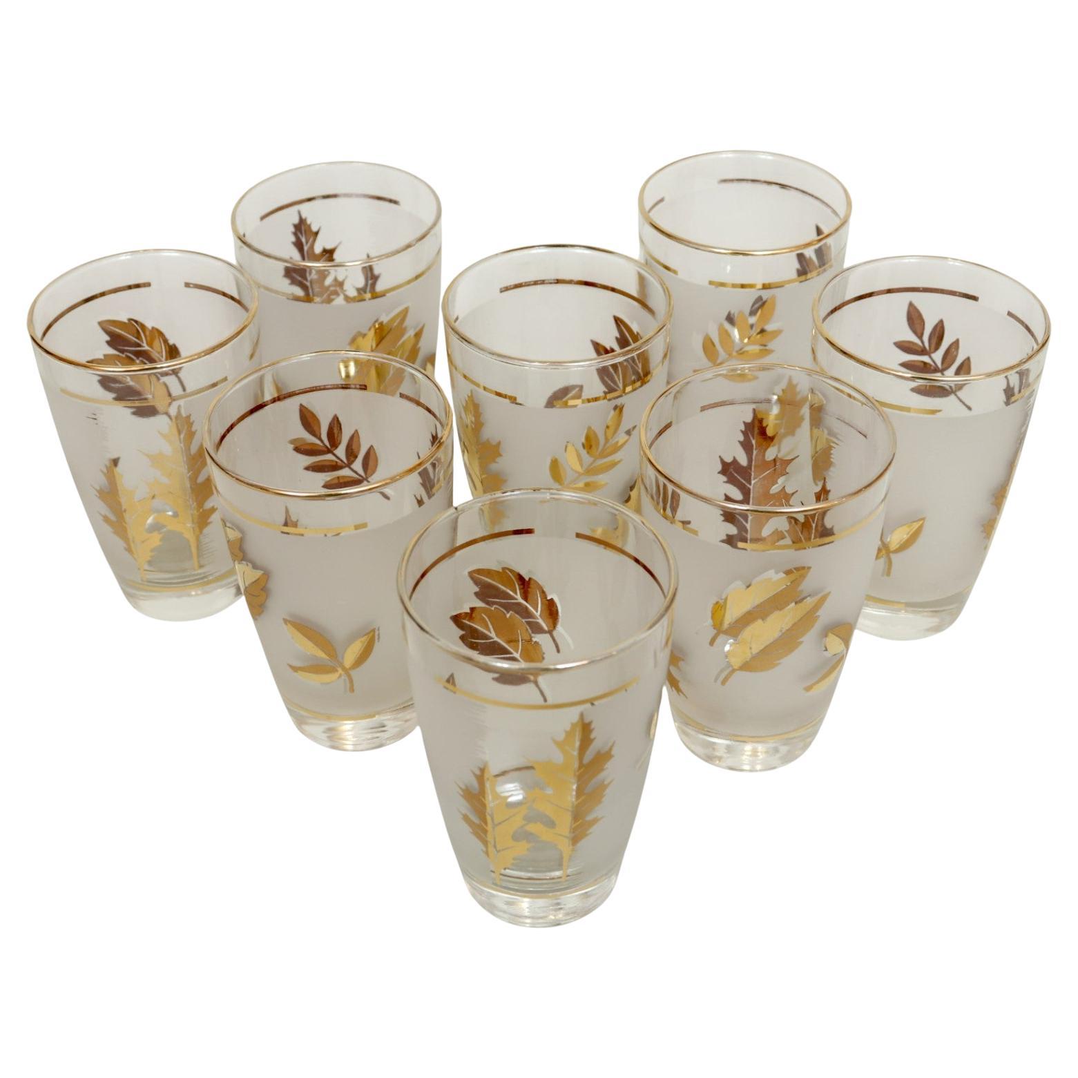 Golden Foliage Glass Tumblers by Libbey, Set of 8