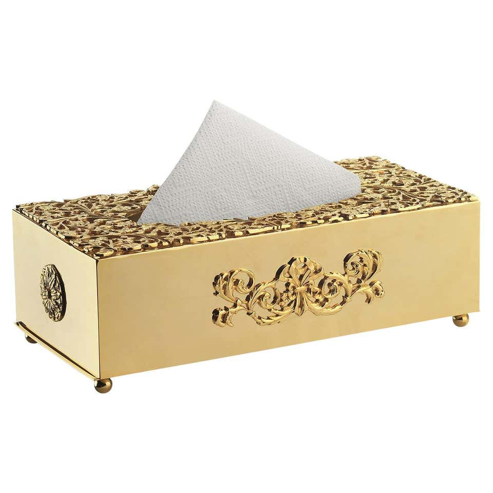 Gold and Glass Square Tissue Box Holder For Sale at 1stDibs | gold ...