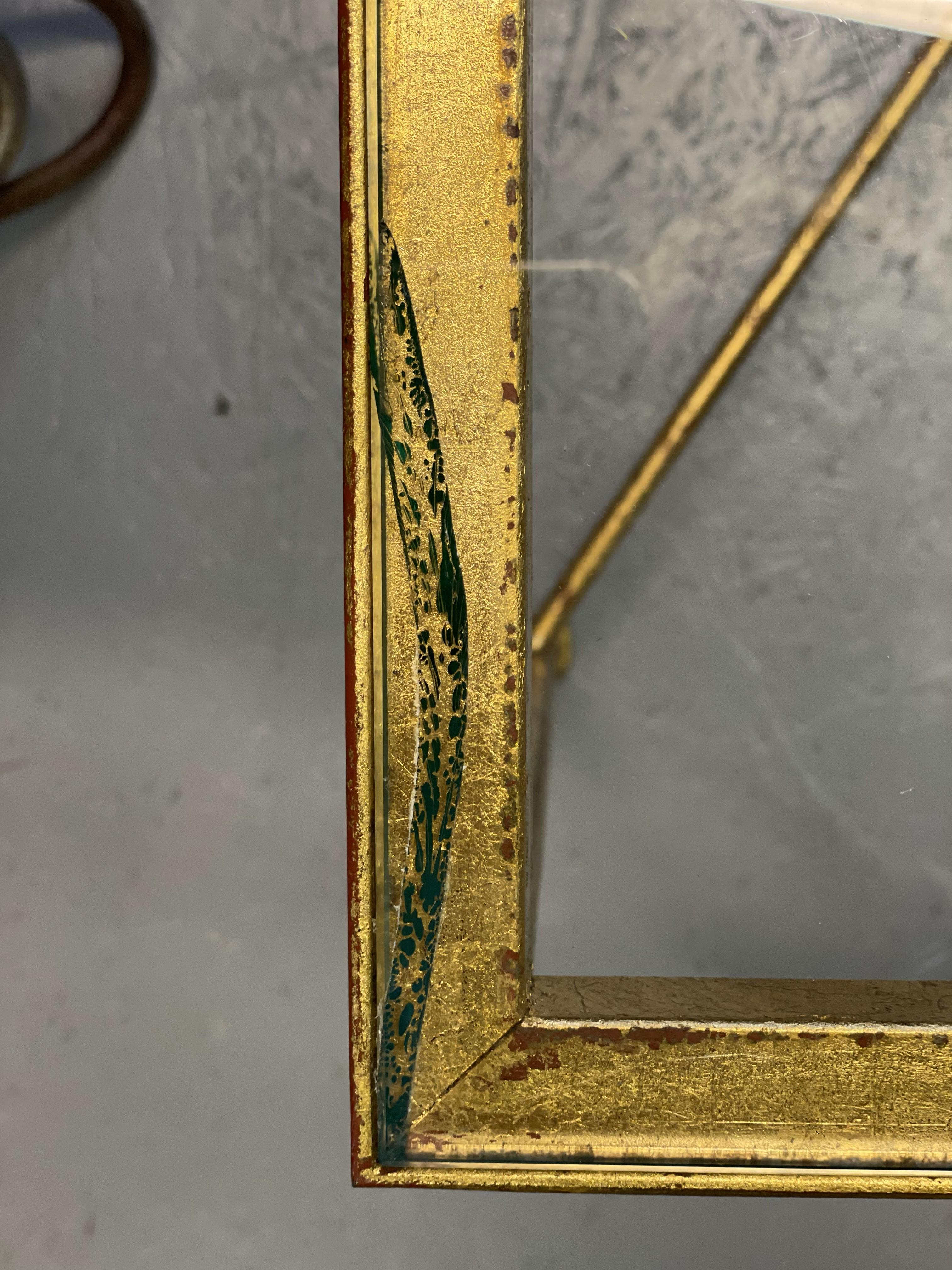 Golden Frame Table with glass top For Sale 5