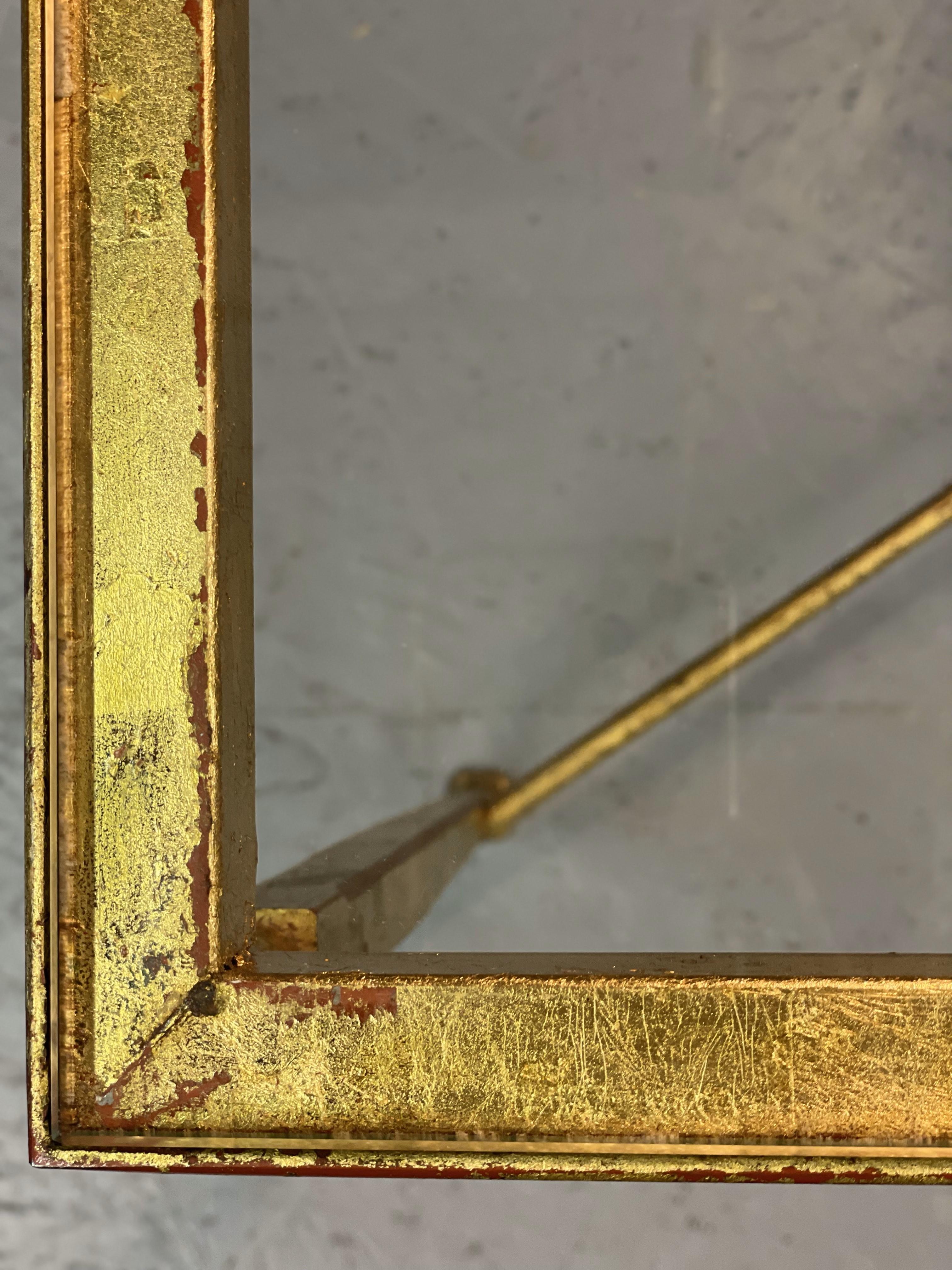 20th Century Golden Frame Table with glass top For Sale