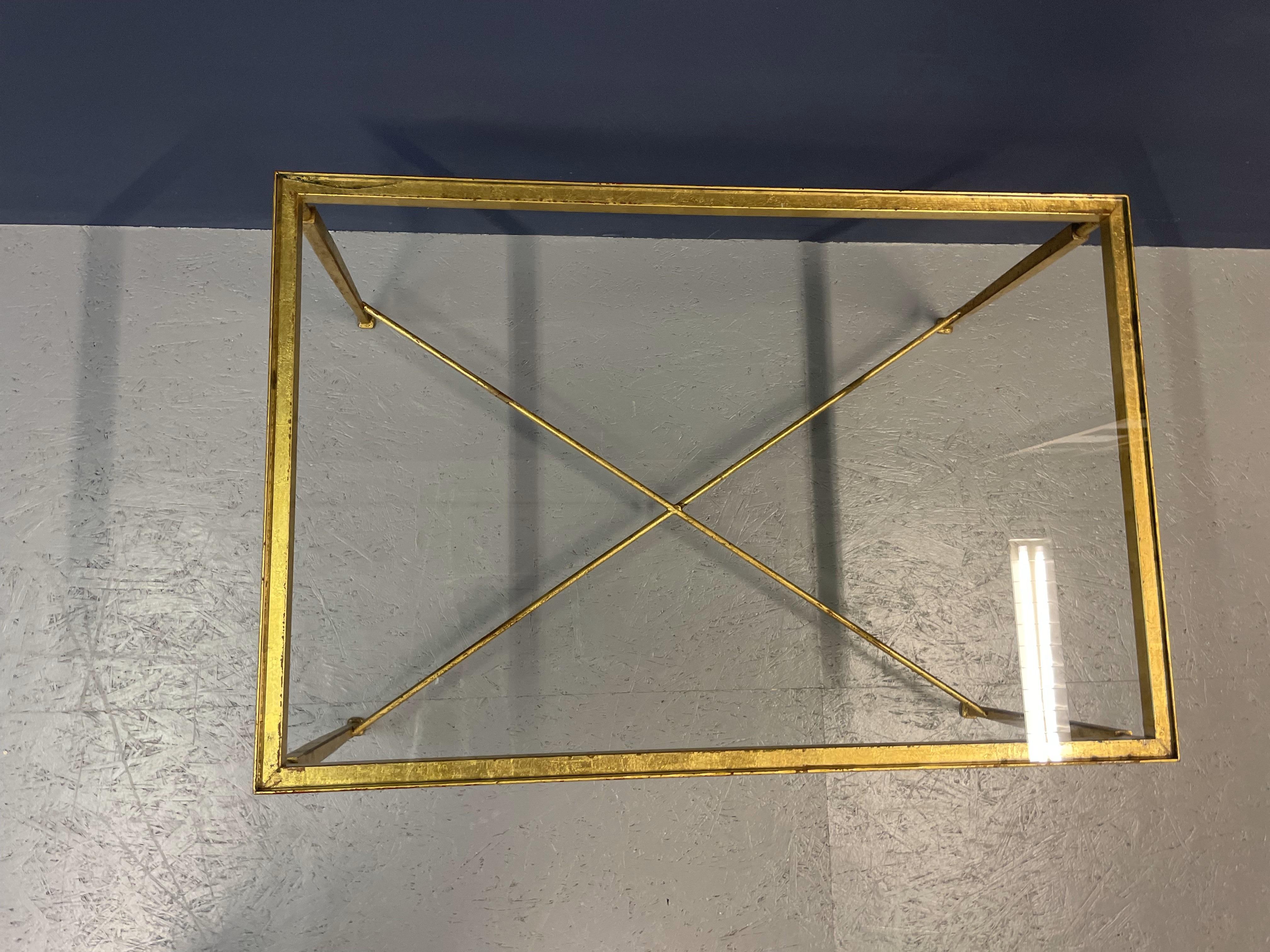 Golden Frame Table with glass top For Sale 2