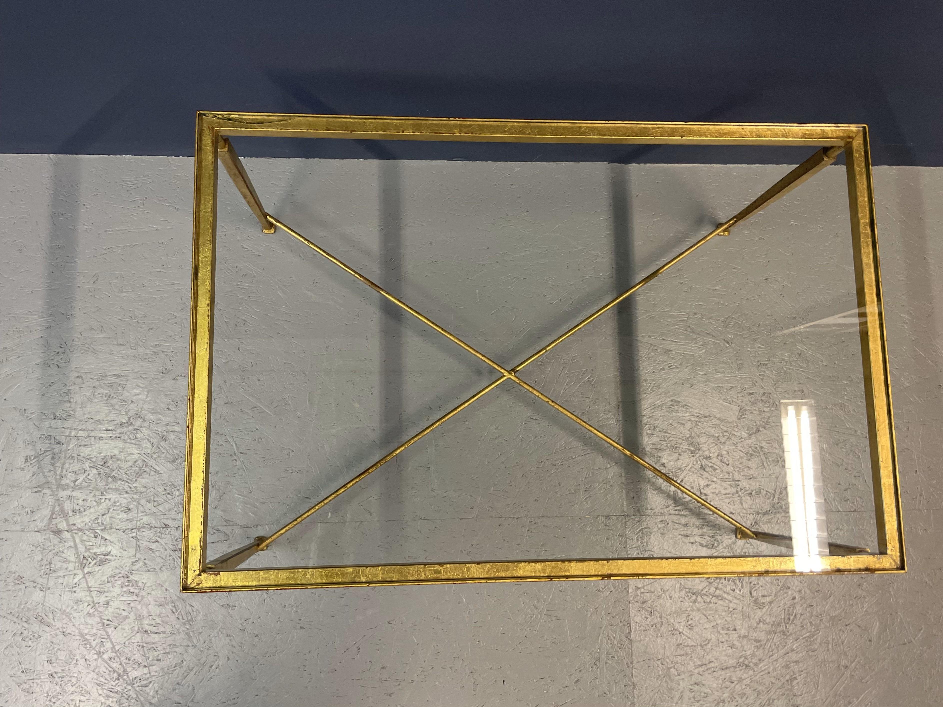 Golden Frame Table with glass top For Sale 3