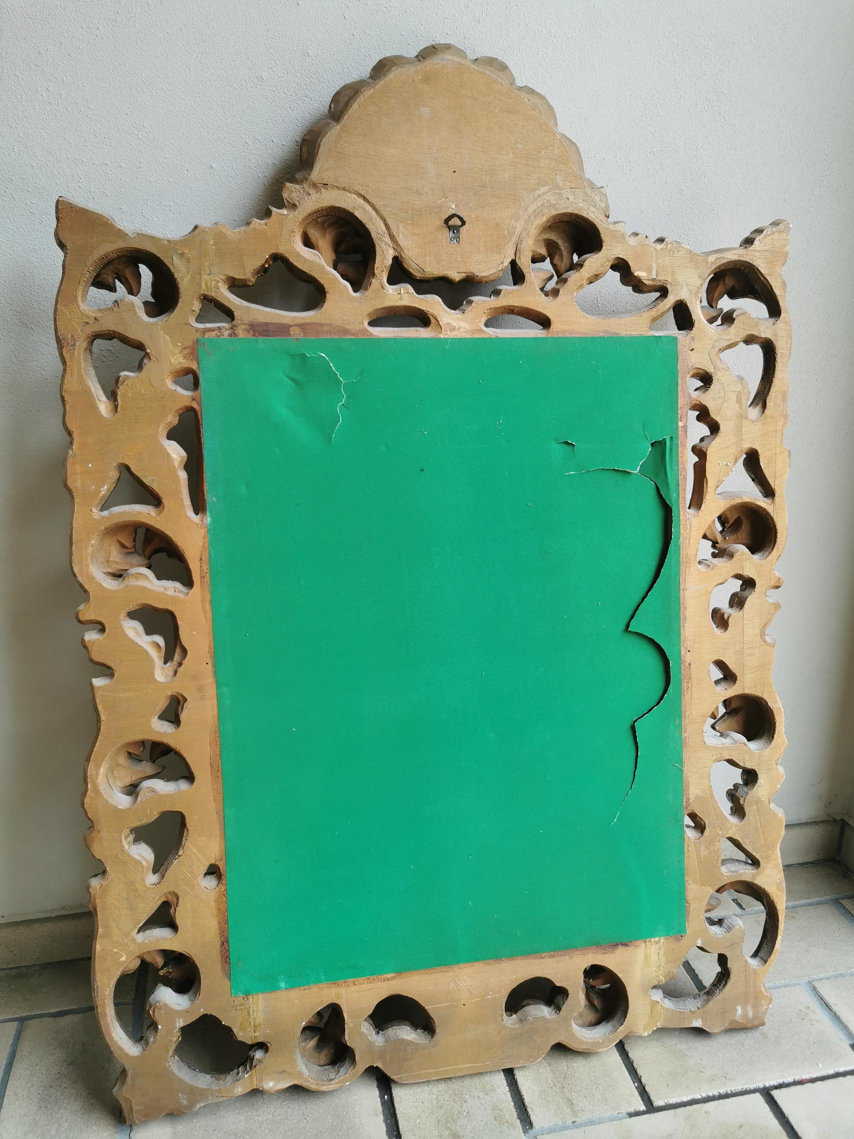 Golden Framed Hand Crafted Wood Gilded Wall Mirror Early XX. Century Italy 3